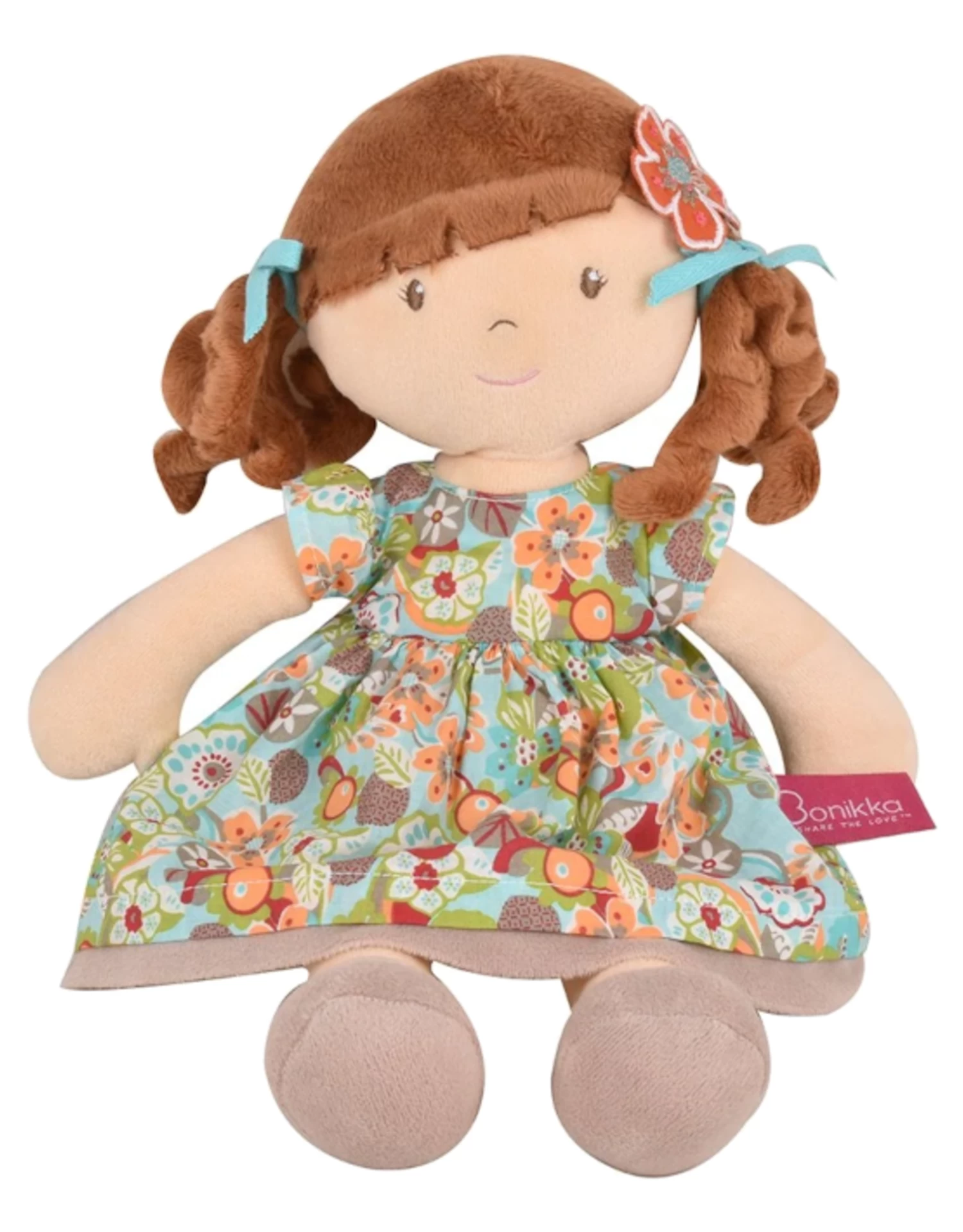Tikiri Toys - Bonikka - Summer - Brunette Hair With Orange Floral Dress - Image 3